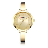 Relógio Feminino Dourado Curren Luxo Pulseira Metálica