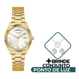 Relógio Feminino Dourado Guess - Gw0308l2 + Conjunto Prata