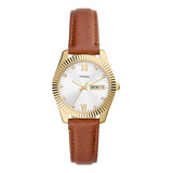 Relógio Feminino Dourado Pulseira Couro Elegante