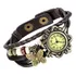 Relogio Feminino Dourado Pulseira De Couro Bracelete Vintage Correia Marrom-escuro Bisel Dourado-escuro