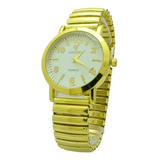 Relógio Feminino Dourado Pulseira Elástica Lindo Barato 