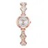 Relógio Feminino Dourado Quartz Pulseira Com Pedras E Flor Cor Do Fundo Branco
