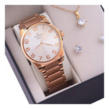 Relógio Feminino Elegance Luxo Champion Rose Semijoias Cor Cor Do Bisel Rose Cn27652e Cor Do Fundo Rose Cn27652e