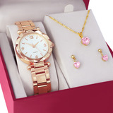 Relogio Feminino Kit Colar