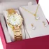 Relógio Feminino + Kit Colar Brincos Folheado Ouro 18k