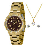 Relógio Feminino Lince Lrg4704l K061 Pulseira De Aço Dourado