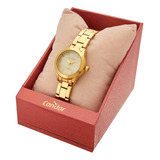 Relógio Feminino Mini Dourado Co2036mxf 4x Condor Cor Do Fundo Madrepérola