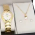 Relogio Feminino Pequeno Champion Dourado + Kit Semi Joia Cor Do Fundo Prateado