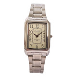 Relógio Feminino Prateado Pequeno Quadrado Original Aço Inox