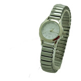 Relógio Feminino Prateado Pulseira Elástica Pequeno F Branco