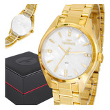 Relógio Feminino Technos Dourado Prata Original Com Garantia