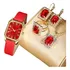 Relógio Feminino Vermelho Luxo + Colar Brinco Anel Original