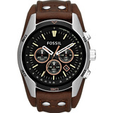 Relógio Fossil Masculino Coachman Ch2891/2pn Bracelete Couro Cor Da Correia Marrom Cor Do Bisel Prateado Cor Do Fundo Preto