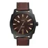 Relógio Fossil Masculino Machine Social Fs5972/0pn Couro Aço Cor Da Correia Marrom Cor Do Bisel Preto Cor Do Fundo Marrom