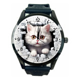 Relogio Gato Branco Personalizado