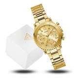 Relógio Guess Feminino Multifunção Dourado A Prova D'água