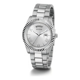 Relógio Guess Masculino Prata Aço Inox Gw0265g6 Fundo Branco Correia Prateado Bisel Prateado Fundo Prateado