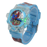 Relógio Infantil Digital Personagens Vingadores Luz E Som Cor Da Correia Azul Claro Homem Aranha