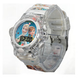 Relógio Infantil Menina Princesas Digital Led Com Luz E Som Correia Branco