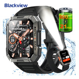 Relógio Inteligente Blackview Smart Watch W60 Lanterna Bluetooth Militar Masculina De 2 1 Polegadas Ip68 À Prova D água 900 Mah Bateria Preta
