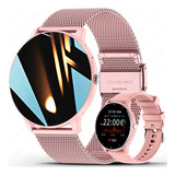 Relógio Inteligente Mulher Smartwatch Esportivo Redondo Rosa