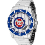 Relógio Invicta Masculino Mlb Chicago Cubs 42973 Automático Cor Da Correia Prateado Cor Do Bisel Azul Cor Do Fundo Branco