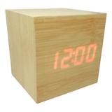 Relógio Led De Mesa Cubo Digital Tipo Madeira Quadrado 6 5cm