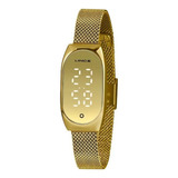 Relogio Lince Feminino Dourado Led Touch Digital Ldg4706l