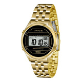 Relógio Lince Sdph021l Bxkx Vintage Preto Masculin- Refinado Cor Da Correia Dourado Cor Do Bisel Dourado