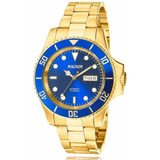 Relógio Magnum Masculino Automático Dourado Aço Original Cor Do Bisel Azul Cor Do Fundo Azul