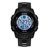 Relógio Masculino A8016 Sport Digital Atlantis Correia Preto Cor Do Fundo Cinza escuro