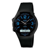 Relógio Masculino Anadigi Casio Aw 90h 2bvdf Preto azul