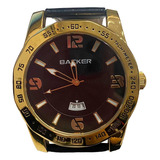 Relógio Masculino Backer 3289245m De Vltrlne Correia Preto Bisel Dourado