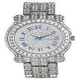 Relógio Masculino Bling Ed Out Ultimate Hip Hop Royalty Com Numerais Romanos De Fácil Leitor Indicadores De Tempo De Diamante Congelado Mostradores Coloridos Brilhantes L0504 Romano Azul Prata