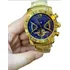 Relógio Masculino Bvgari Dourado  Fundo Azul Automático