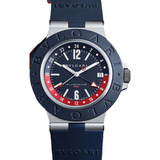 Relógio Masculino Bvlgari Aluminium Gmt Azul