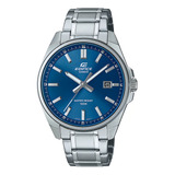 Relógio Masculino Casio Efv 150d 2avudf Edifice Pulseira Cinza Moldura Cinza Fundo Azul