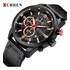 Relógio Masculino Casual Curren Funcional Pulseira Couro Cor Da Correia Preto Cor Do Bisel Preto Cor Do Fundo Preto