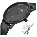 Relógio Masculino Casual Ultra Fino De Luxo Canivete Inox Cor Da Correia Preto Cor Do Bisel Preto Cor Do Fundo Preto