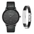 Relógio Masculino Casual Ultra Fino Luxo + Bracelete Cor Da Correia Preto Cor Do Bisel Preto Cor Do Fundo Preto