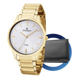 Relógio Masculino Champion Dourado S line Cor Do Visor Branco Cn21069h Prova D água Social Original