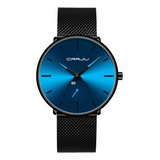 Relógio Masculino Com Pulseira Preta A Prova D água Crrju