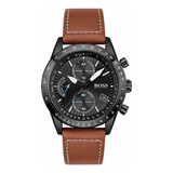 Relógio Masculino De Couro Hugo Boss 1513851 Pilot Edit Chrono