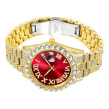 Relógio Masculino De Quartzo, Ouro 18k E Diamante Brilhante