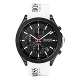 Relógio Masculino De Silicone Hugo Boss 1513718 Velocity Strap Cor Da Pulseira Branco Cor Do Bisel Cor De Fundo Preto