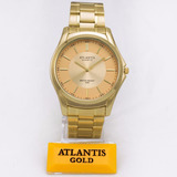 Relógio Masculino Dourado Atlantis A3055 Original