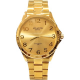 Relógio Masculino Dourado Atlantis Analógico Grande Social