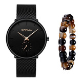 Relógio Masculino Luxo Casual Ultra Fino Pulseira Bolinhas