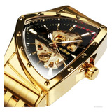 Relógio Masculino Luxo Mecânico Aço Inoxidável Triângulo