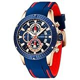 Relógio Masculino MINI FOCUS Cronógrafo Impermeável Esportivo Analógico De Quartzo Relógios Pulseira De Silicone Azul Relógio De Pulso Fashion Para Homens 0244